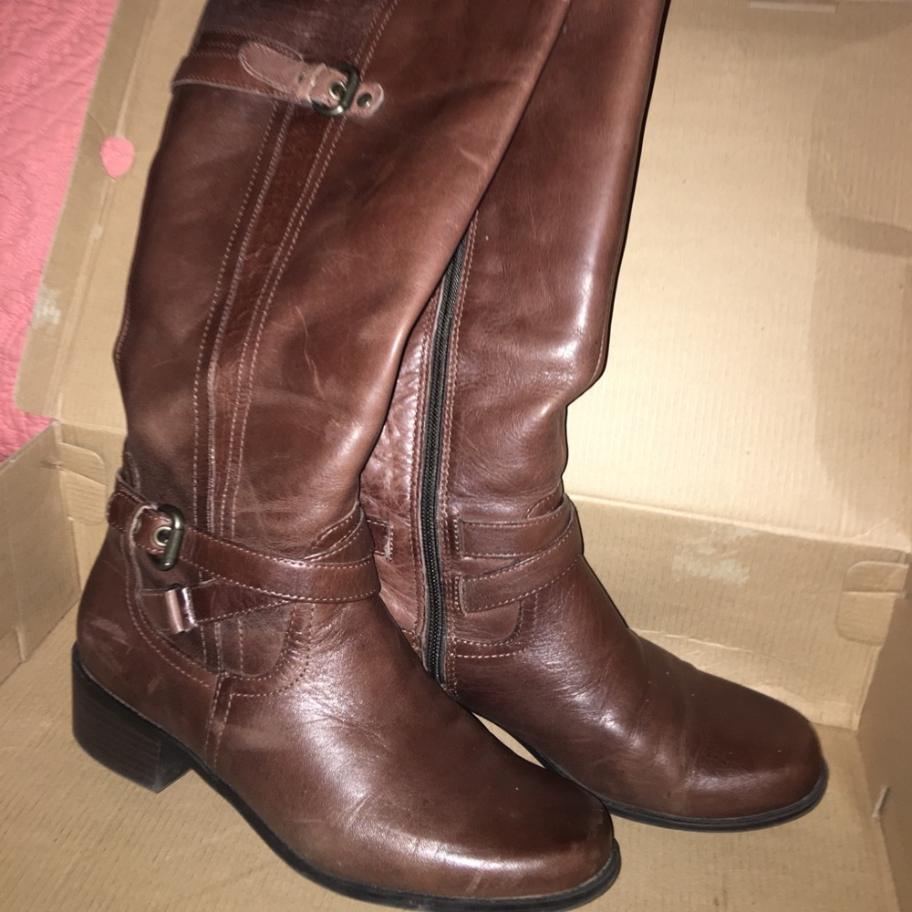 Gently worn tall brown boots